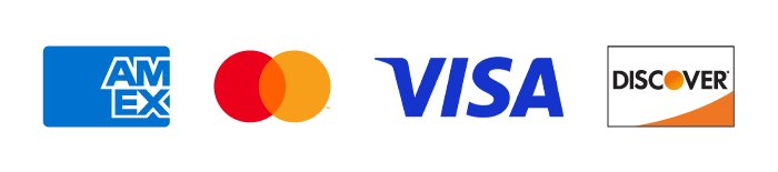 We accept Visa, Mastercard, American Express, and Discover